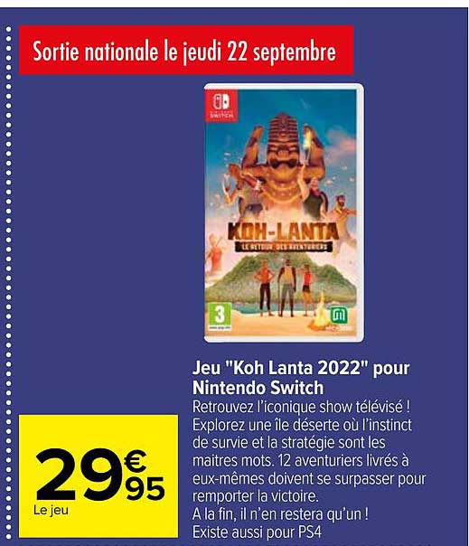 jeu "koh lanta 2022" pour nintendo switch