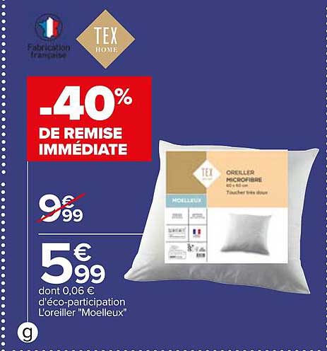 l'oreiller "moelleux" tex home