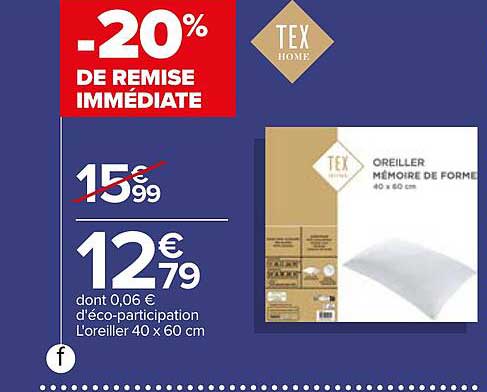 l'oreiller 40 x 60 cm tex home
