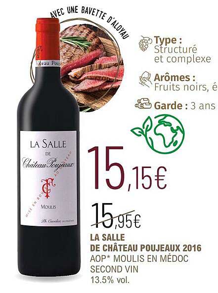 la salle de château poujeaux 2016 aop moulis en médoc second vin 13.5%