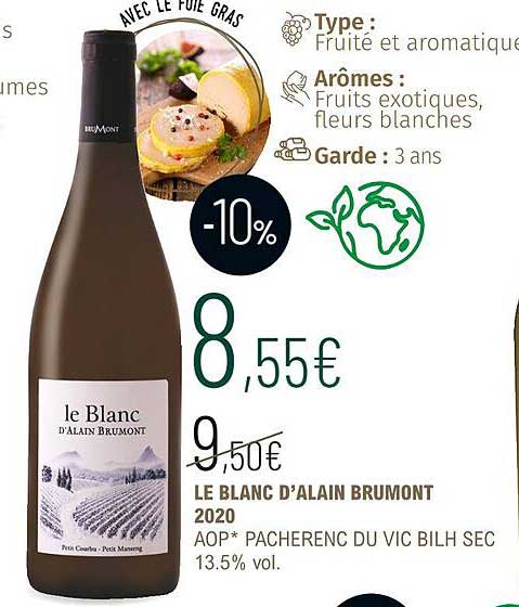 le blanc d'alain brumont 2020 aop pacherenc du vic bilh sec 13.5% vol.