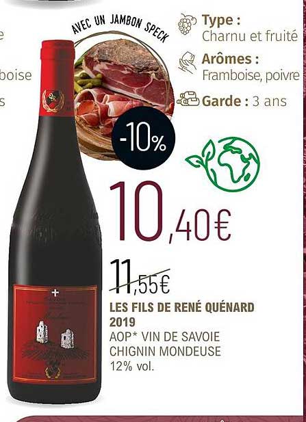 les fils de rené quénard 2019 aop vin de savoie chignin mondeuse 12% vol.