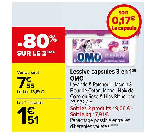 Lessive Capsules 3 En 1 Omo