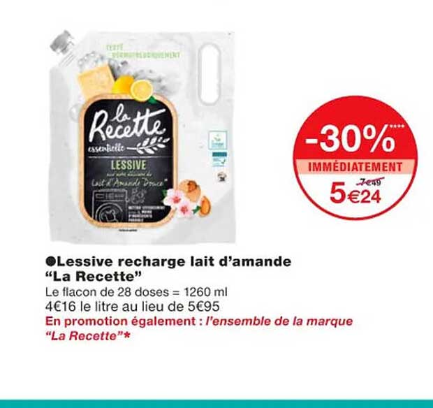lessive recharge lait d'amande "la recette"