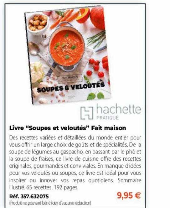livre "soupes et veloutés" fait maison hachette