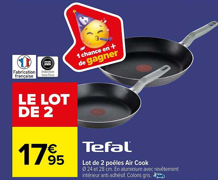 Lot De 2 Poêles Air Cook Tefal