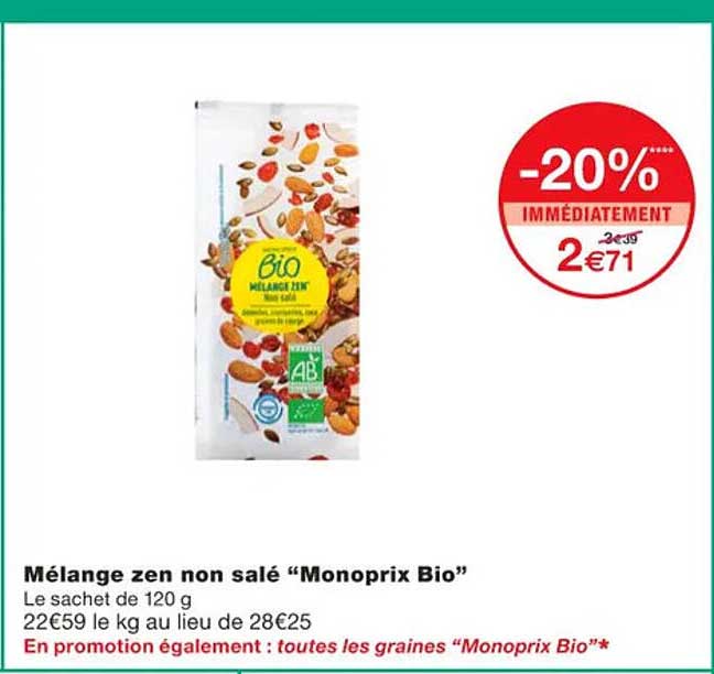 mélange zen non salé "monoprix bio"