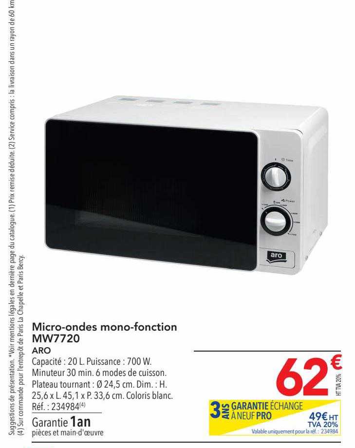 Micro-ondes Mono-fonction Mw7720 Aro