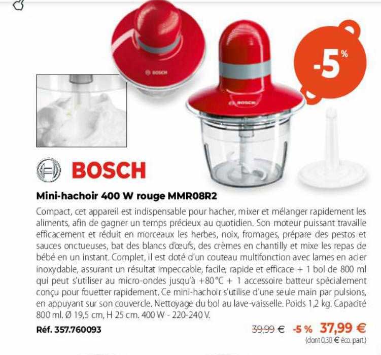 Mini-hachoir 400w Rouge Mmr08r2 Bosch