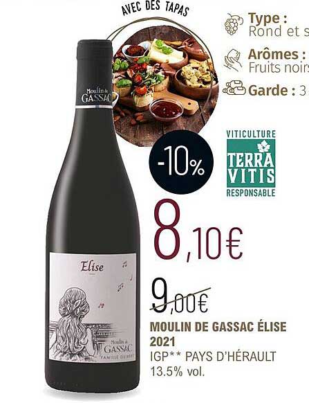 moulin de gassac élise 2021 igp pays d'hérault 13.5% vol.