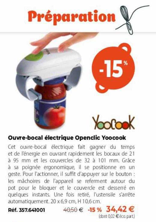 ouvre-bocal électrique openclic yoocook