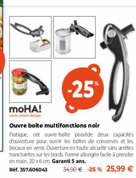 ouvre boîte multifonctions noir moha!