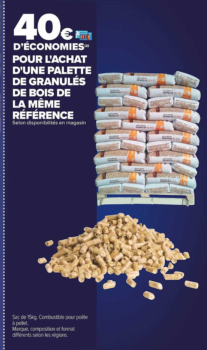 palette de granulés de bois de la même référence