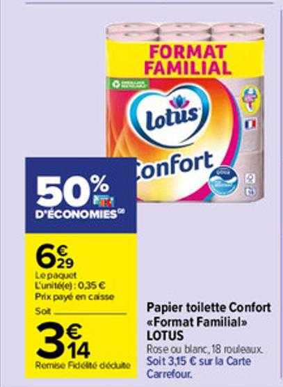 Papier Toilette Confort «format Familial» Lotus