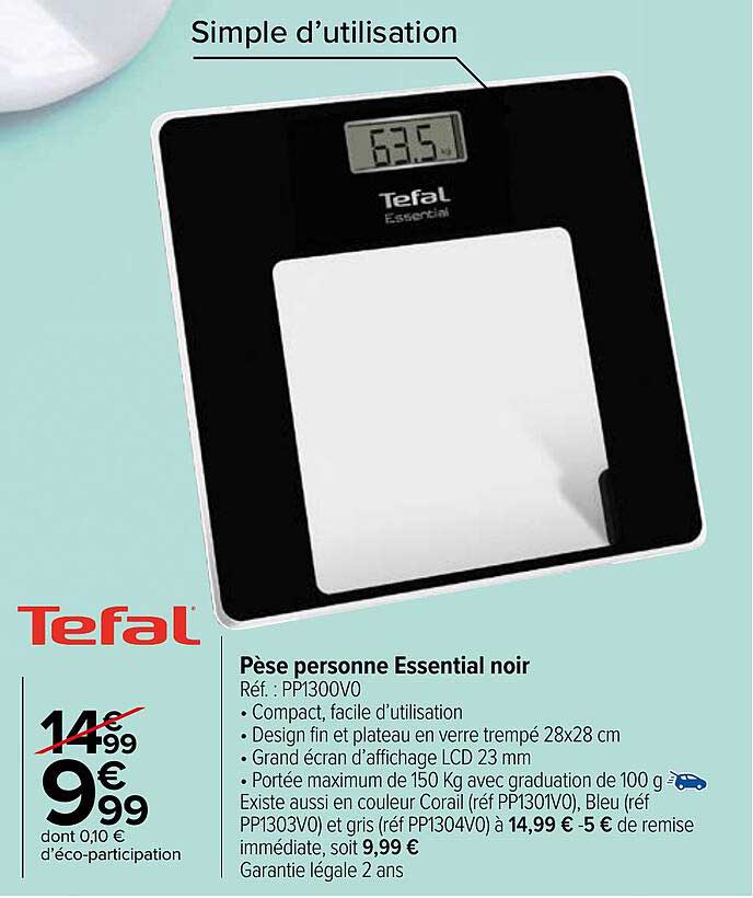pèse personne essential noir tefal