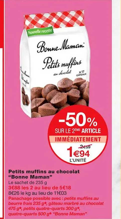 petits muffins au chocolat "bonne maman"