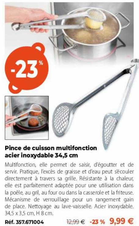 pince de cuisson multifonction acier inoxydable 34,5cm