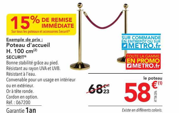 poteau d'accueil h. 100 cm securit