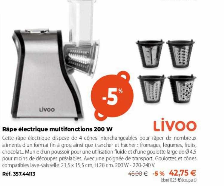 râpe électrique multifonctions 200w livoo