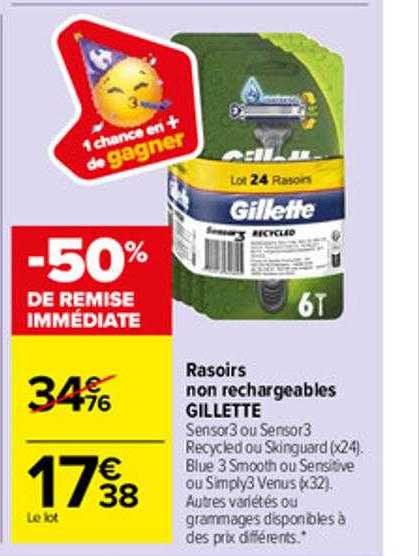 rasoir non rechargeables gillette