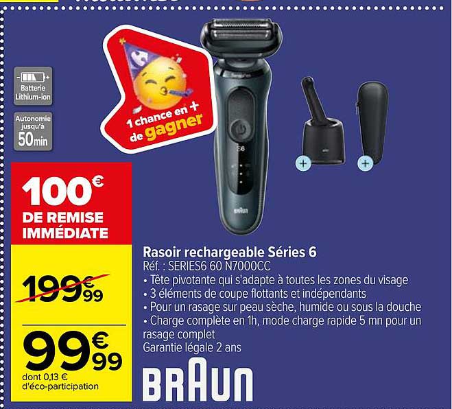 rasoir rechargeable séries 6 braun