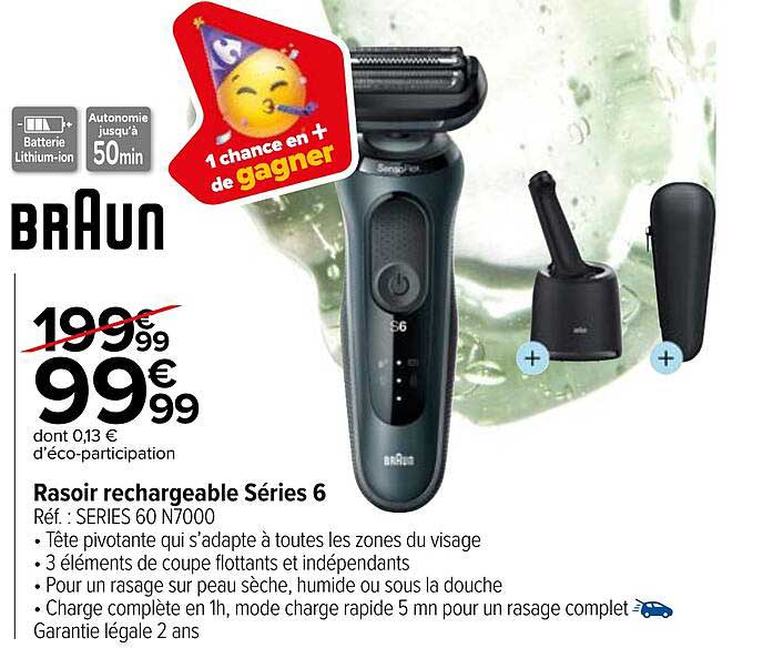rasoir rechargeable séries 6 braun
