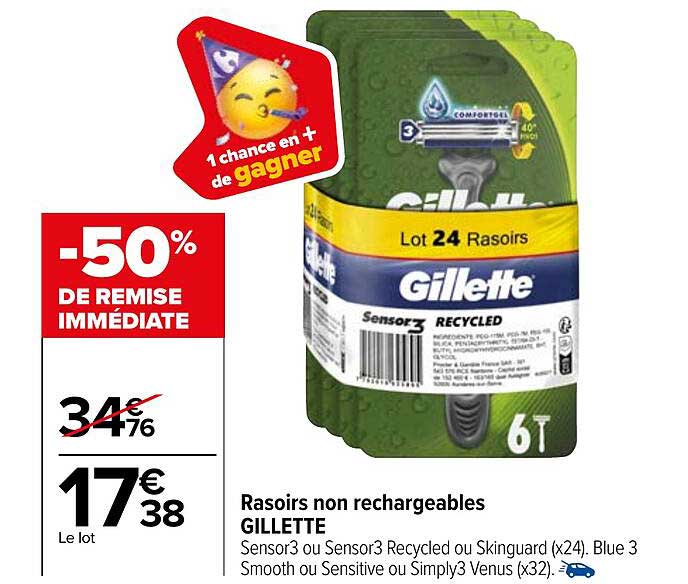 rasoirs non rechargeables gillette