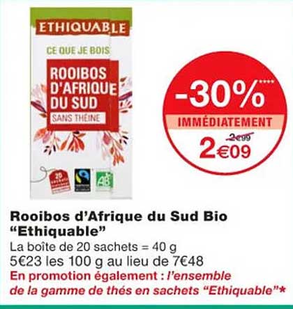 rooibos d'afrique du sud bio "éthiquable"