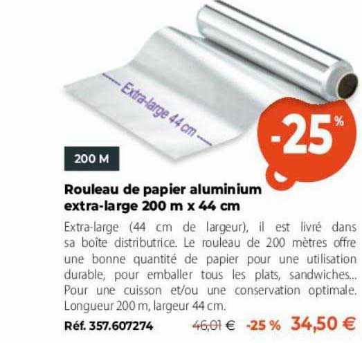 rouleau de papier aluminium extra-large 200 m x 44 cm