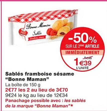 sablés framboise sésame "bonne maman"
