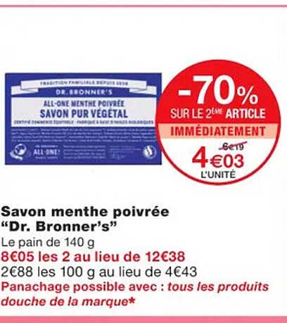 savon menthe poivrée "dr. bronner's"
