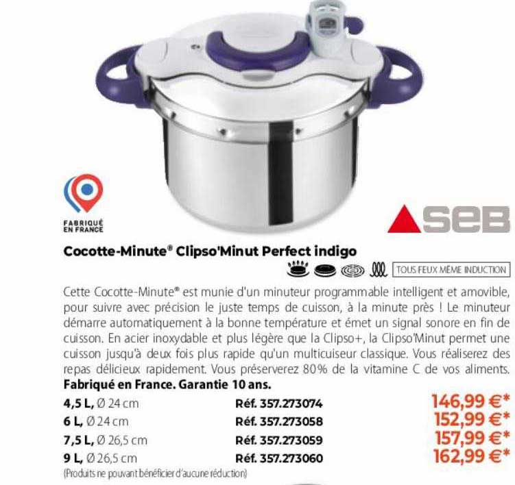 seb cocotte-minute clipso'minut perfect indigo
