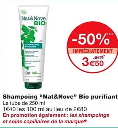 shampoing "nat & nove" bio purifiant