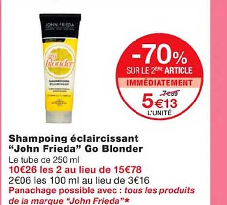 shampoing éclaircissant "john frieda" go blonder