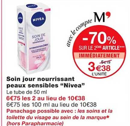 soin jour nourrissant peaux sensibles "nivea"