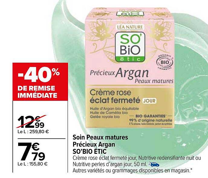 soin peaux matures précieux argan so'bio étic