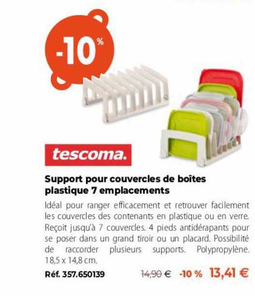 support pour couvercles en boîtes plastique 7 emplacements tescoma