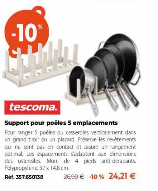 support pour poêles 5 emplacements tescoma