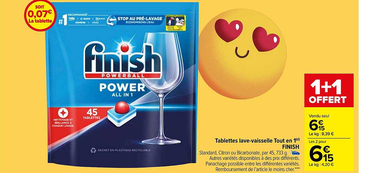 tablettes lave-vaisselle tout en 1 finish