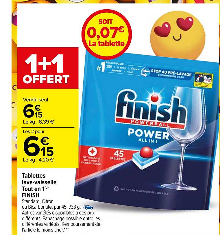 tablettes lave-vaisselle tout en 1 finish