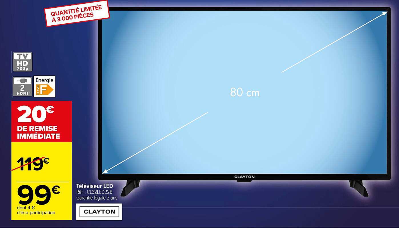 Téléviseur Led Clayton 80 Cm