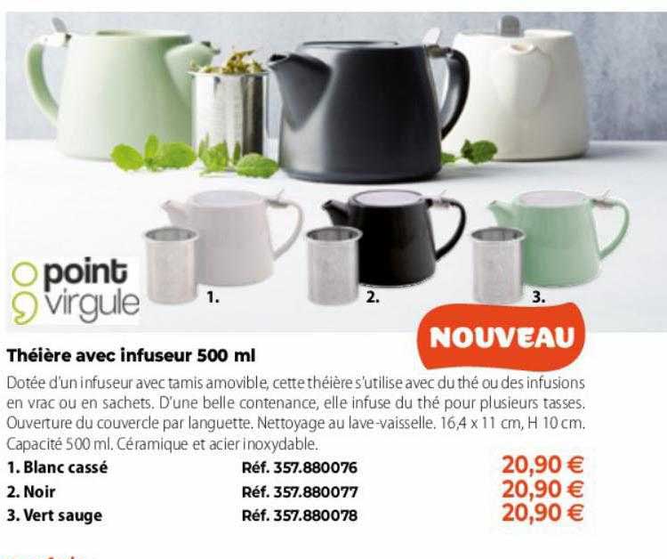 théière avec infuseur 500ml point virgule