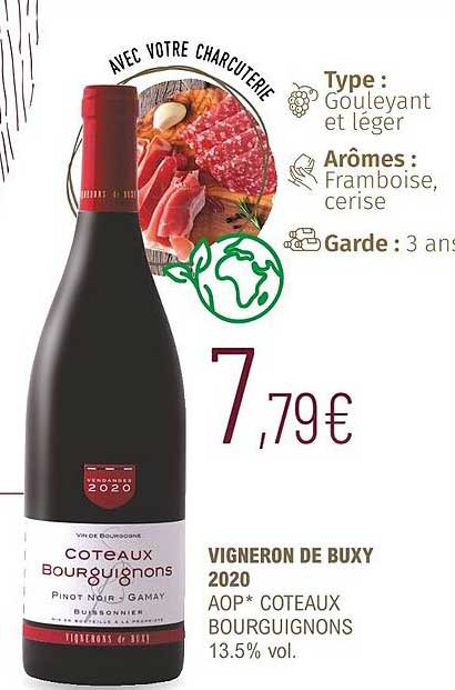 vigneron de buxy 2020 aop côteaux bourguignons 13.5%