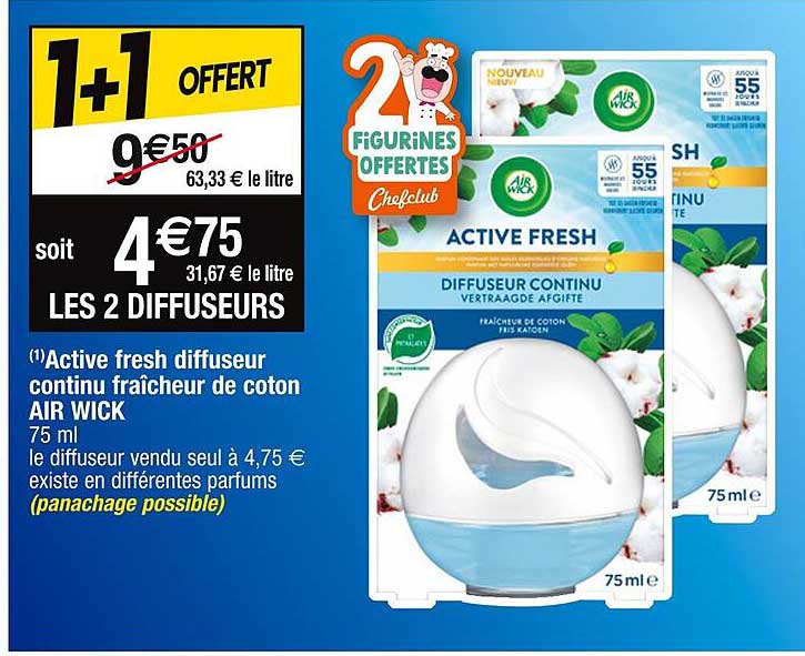 active fresh diffuseur continu fraîcheur de coton air wick