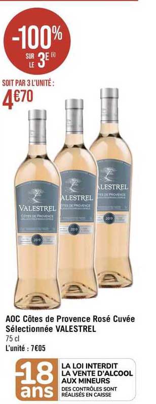 aoc côtes de provence rosé cuvée sélectionnée valestrel