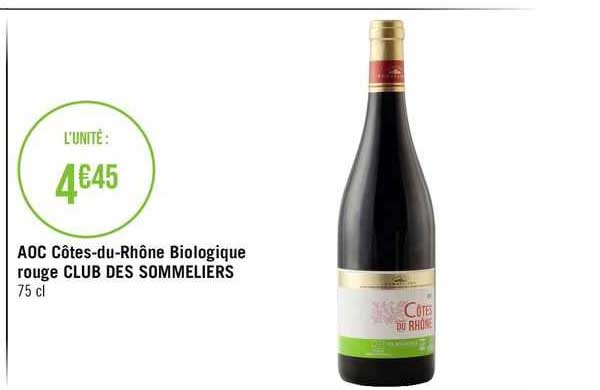 aoc côtes-du-rhône biologique rouge club des sommeliers