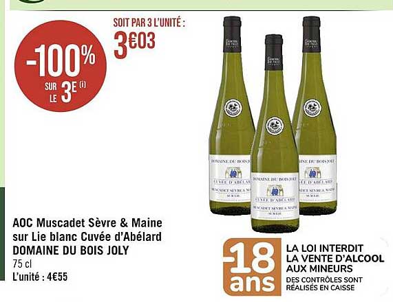 aoc muscadet sèvre & maine sur lie blanc cuvée d'abélard domaine du bois joly