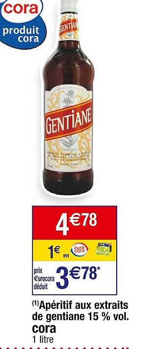 Apéritif Aux Extraits De Gentiane 15% Vol Cora