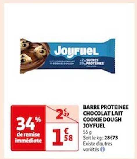 barre protéinée chocolat lait cookie dough joyfuel