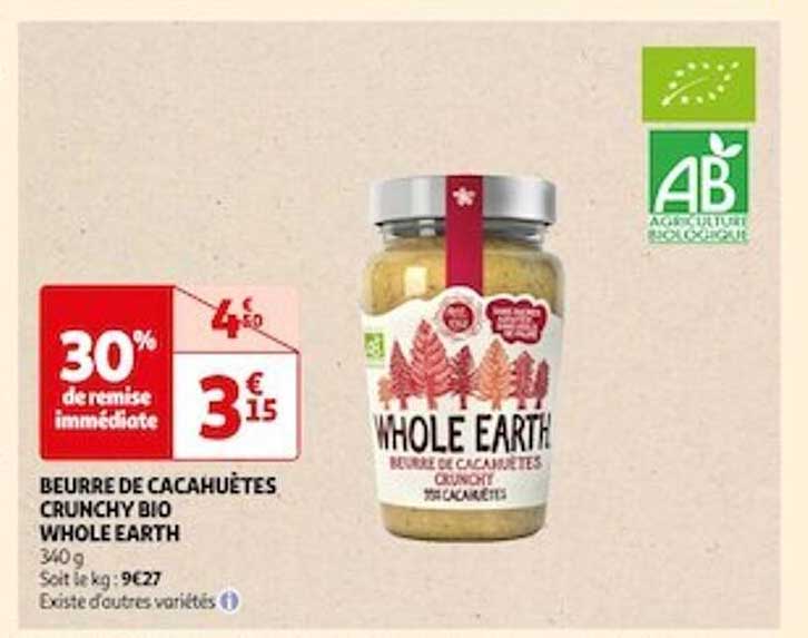 beurre de cacahuètes crunchy bio whole earth